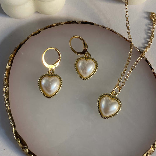 chubby heart necklace and earrings set