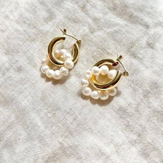 shiny pearl earrings