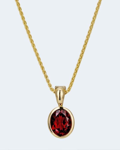 bezel garnet necklace - ZinniaStore