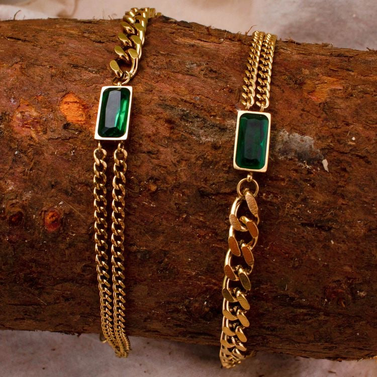 green clavicle necklace set