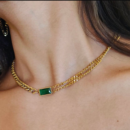 green clavicle necklace set